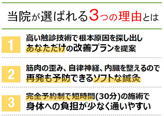 当院が選ばれる３つの特徴