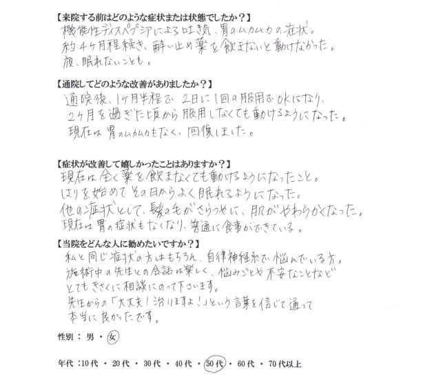 アンケート用紙